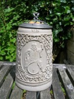 Regensburg Stein Modelkrug with Gambrinus